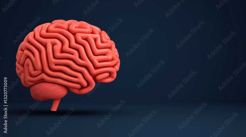Brain illustration with intricate patterns in vibrant red against a dark background. Brain illustration with intricate patterns in vibrant red against a dark background.