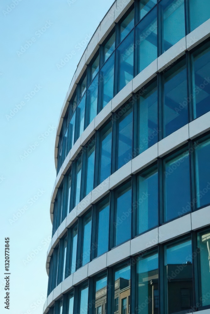 Curved glass facade, modern building exterior detail, modern, architectural detail, curve Curved glass facade, modern building exterior detail, modern, architectural detail, curve