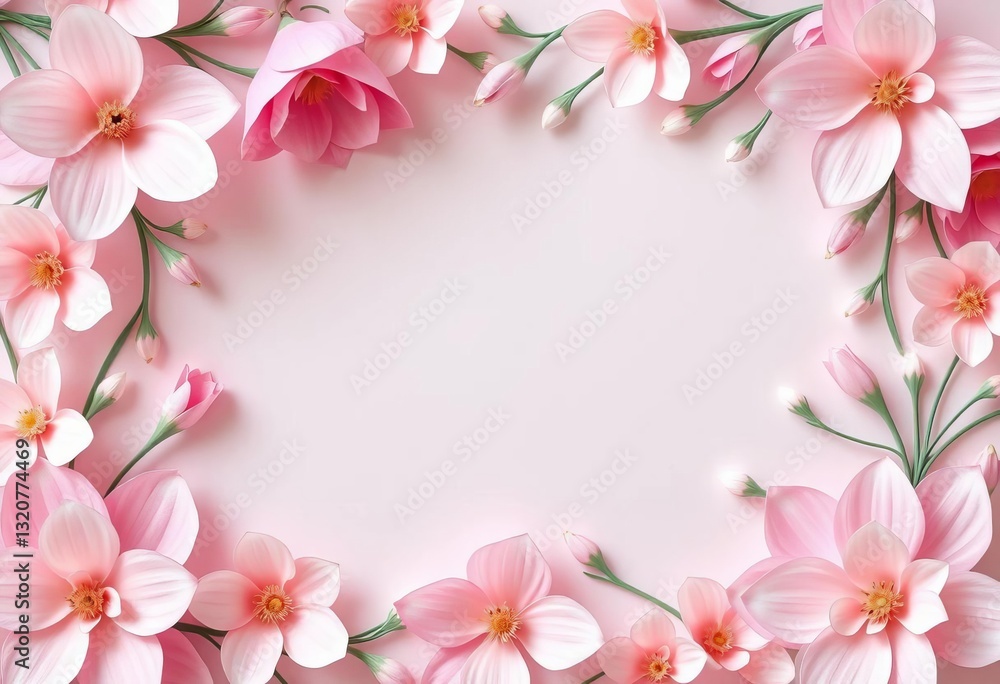 Elegant paper flower frame, delicate pastel hues, intricate design, beautiful, leaves Elegant paper flower frame, delicate pastel hues, intricate design, beautiful, leaves