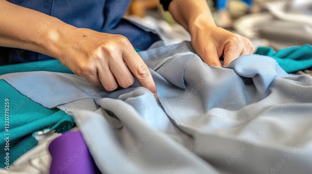 Fototapeta premium A modern fabric finishing process applying anti-wrinkle coating.