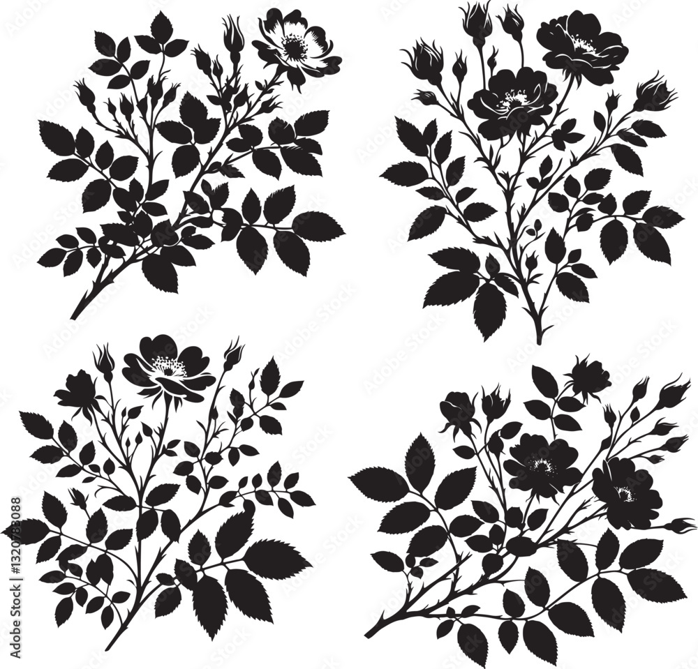 A modern and stylish rose flower silhouette artwork, perfect for creative projects and decor. A modern and stylish rose flower silhouette artwork, perfect for creative projects and decor.