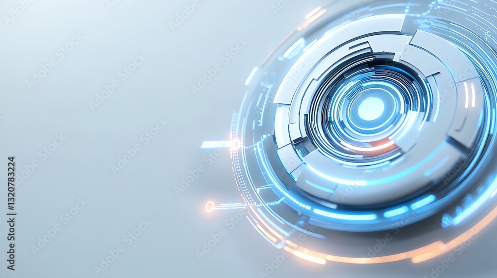 Fototapeta premium Futuristic Technology Circle Design with Glowing Light Effect on Soft Background