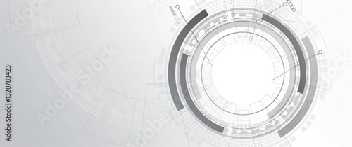 Abstract white gear tech geometric design background.