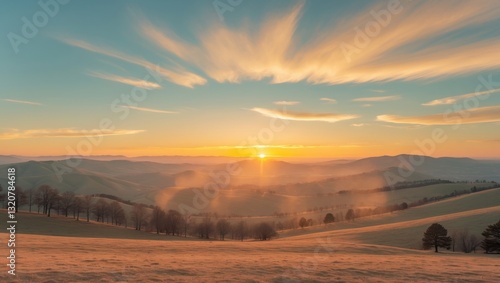Wallpaper Mural Majestic Plateau Landscape at Sunset with Warm Golden Light. Torontodigital.ca