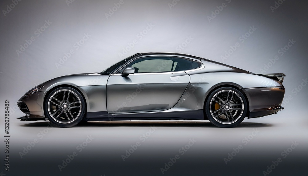 a stylish silver sports car with chrome accents isolated against a solid background a stylish silver sports car with chrome accents isolated against a solid background