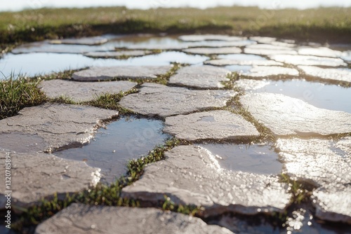 Wallpaper Mural Textures of reclaimed land featuring rugged soil patterns and patches of grass, capturing the beauty of natural reclamation. Torontodigital.ca