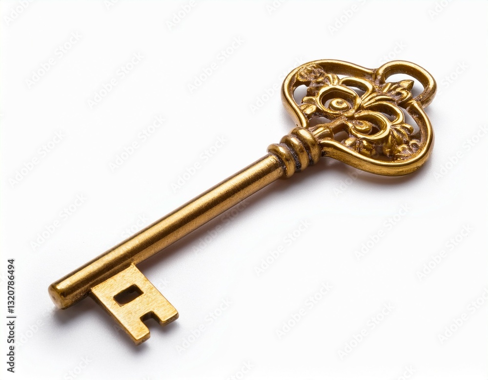 golden key isolated on white background cutout golden key isolated on white background cutout