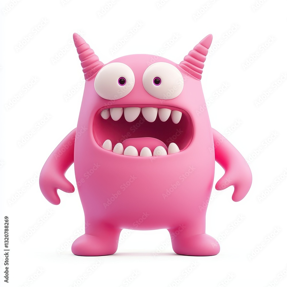 Bouncy Bubblegum Pink Monster Plush with a Wiggly Body, isolated on clear white background Bouncy Bubblegum Pink Monster Plush with a Wiggly Body, isolated on clear white background