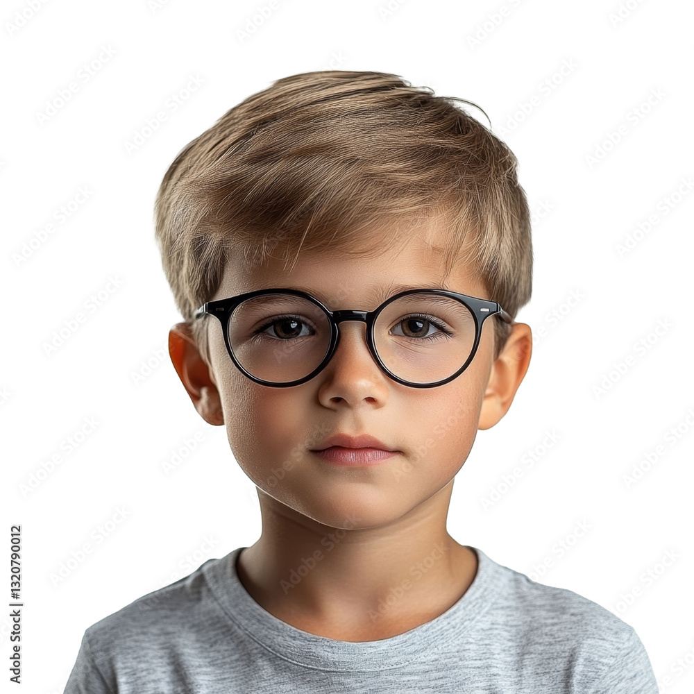 portrait of caucasian handsome boy with glasses 6-8 years old, isolate on transparent background portrait of caucasian handsome boy with glasses 6-8 years old, isolate on transparent background