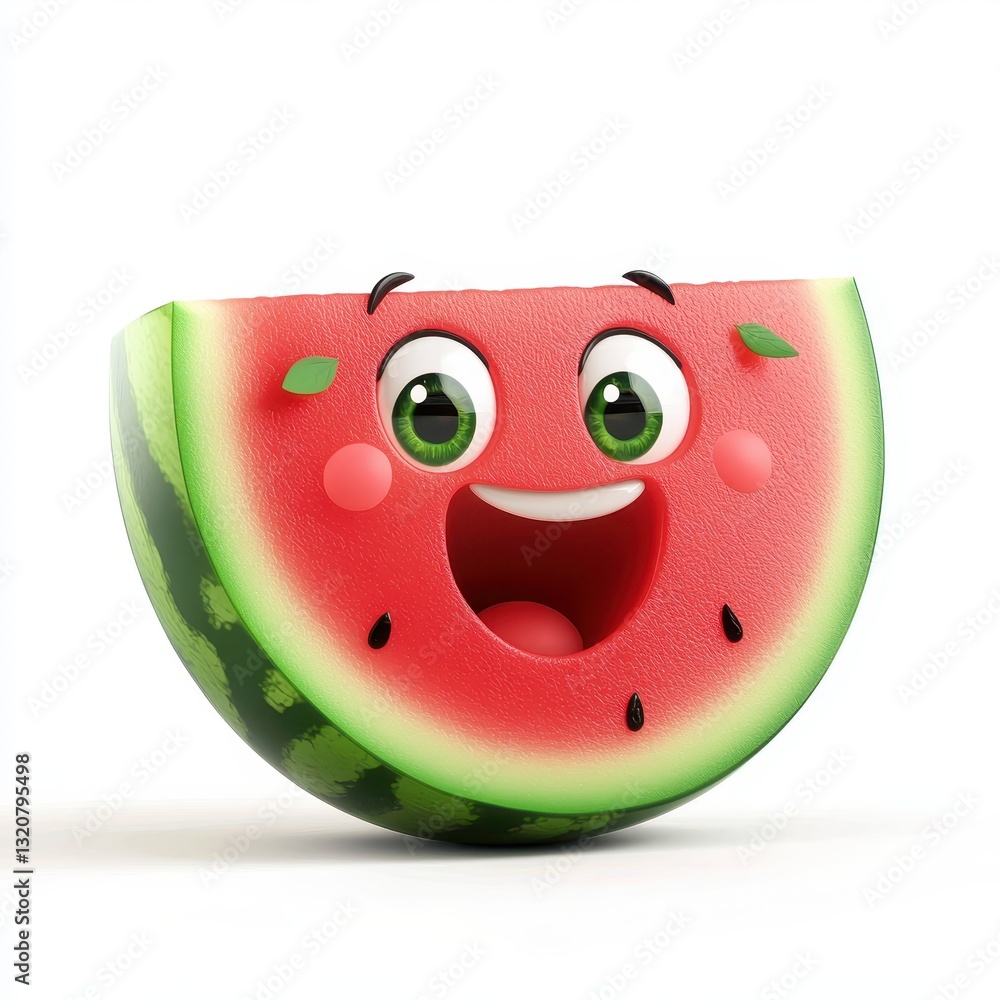 Obraz premium Happy watermelon seed with a simple joyful expression, isolated on clear white background