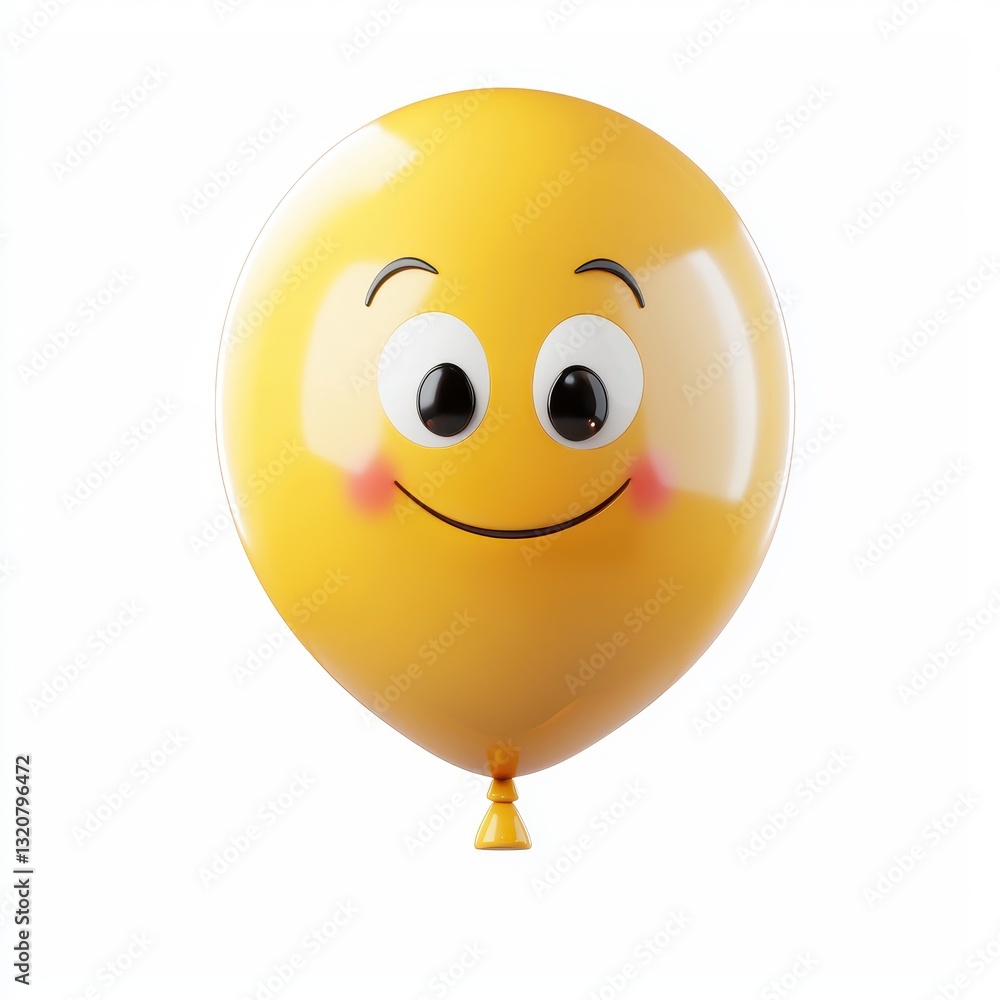 Fototapeta premium Smiling Balloon With Cute Eyes And A Playful Expression Isolated On White Background