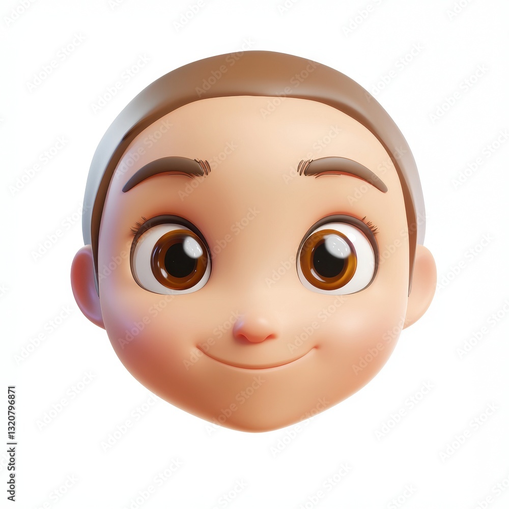 Soft and gentle face with a calm, warm expression, isolated on clear white background Soft and gentle face with a calm, warm expression, isolated on clear white background