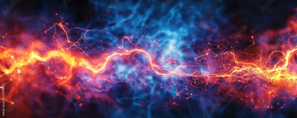 Dynamic flow of electricity through intricate conductors in a complex circuit design. Dynamic flow of electricity through intricate conductors in a complex circuit design.