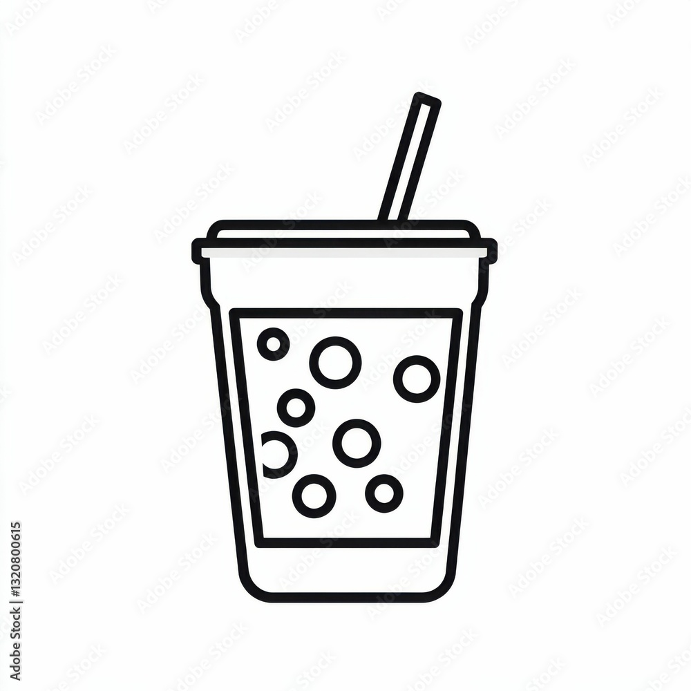 Bubble Tea Line Icon: Illustration of Linear Symbol for Beverage Drink Bubble Tea Line Icon: Illustration of Linear Symbol for Beverage Drink