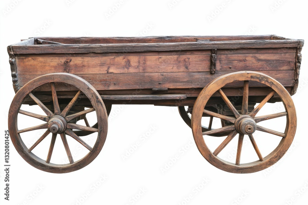Fototapeta premium Carreta Wheel: Vintage Aged Wooden Cart Wheel in Antique Western Transportation