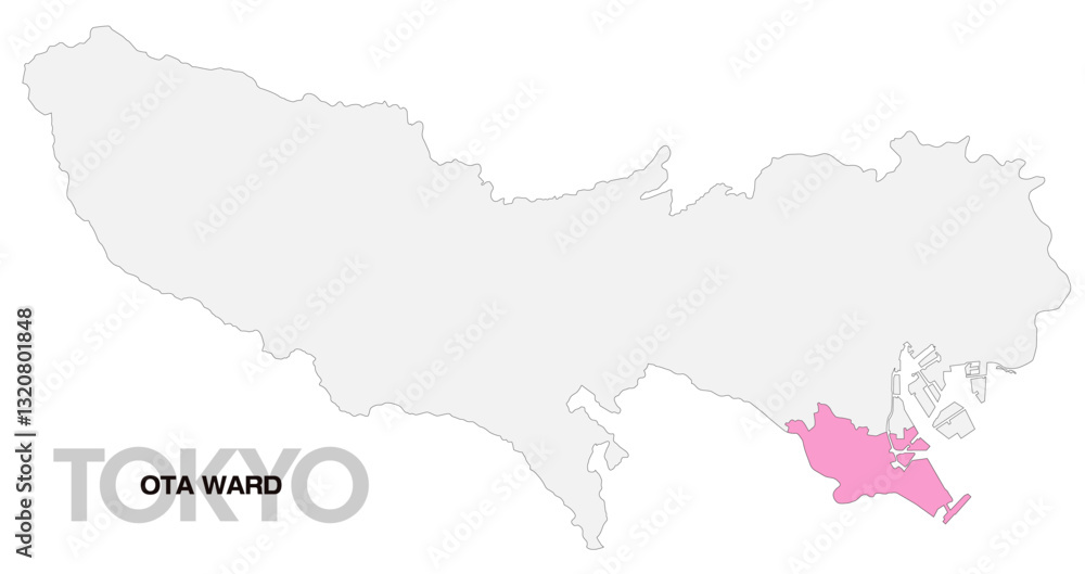 Obraz premium 東京都大田区の位置地図_06