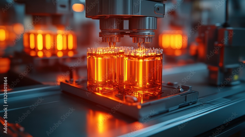 Automated manufacturing process with glowing components Automated manufacturing process with glowing components