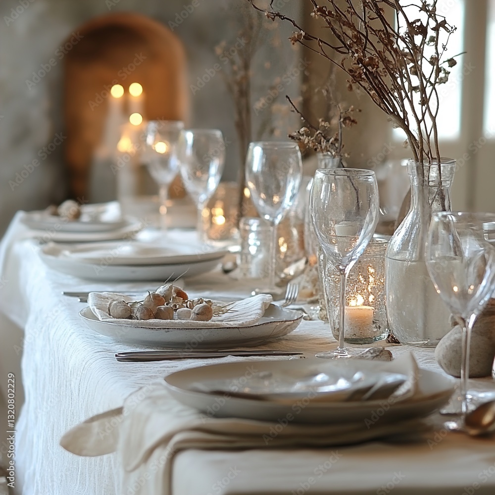 Elegant Table Settings with Fine China, Silverware, and Crystal Glassware, Set Against a Sophisticated Background for a Perfect Dining Experience Elegant Table Settings with Fine China, Silverware, and Crystal Glassware, Set Against a Sophisticated Background for a Perfect Dining Experience