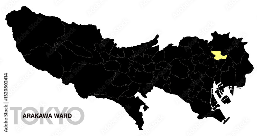 Obraz premium 東京都荒川区の位置地図_05