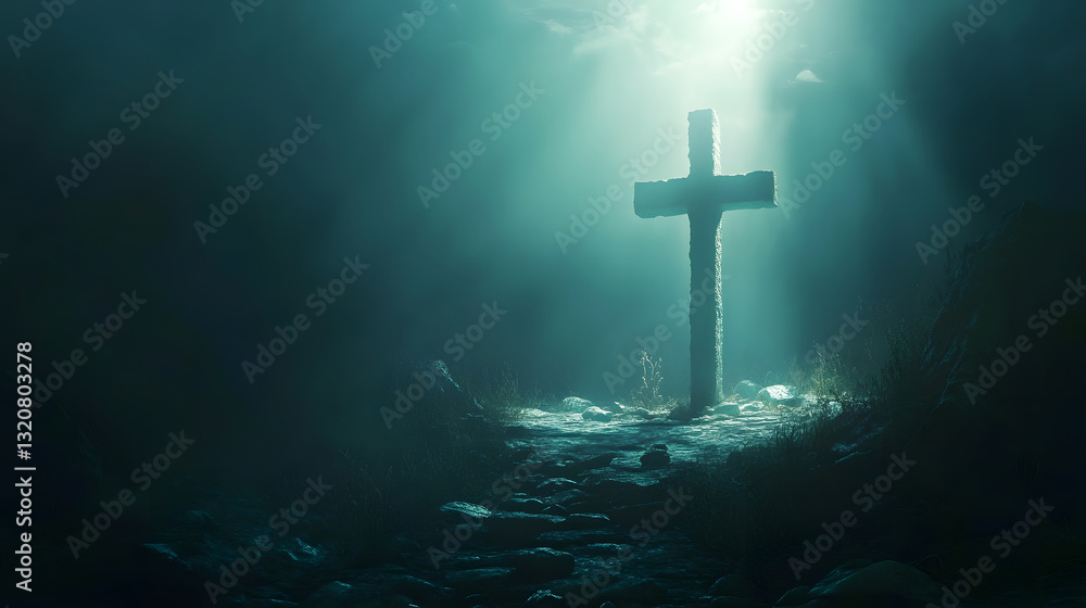 A serene depiction of the resurrection of Jesus, with an empty tomb, a glowing cross, and light from heaven shining through, symbolizing divine victory over death and the promise of eternal life. A serene depiction of the resurrection of Jesus, with an empty tomb, a glowing cross, and light from heaven shining through, symbolizing divine victory over death and the promise of eternal life.