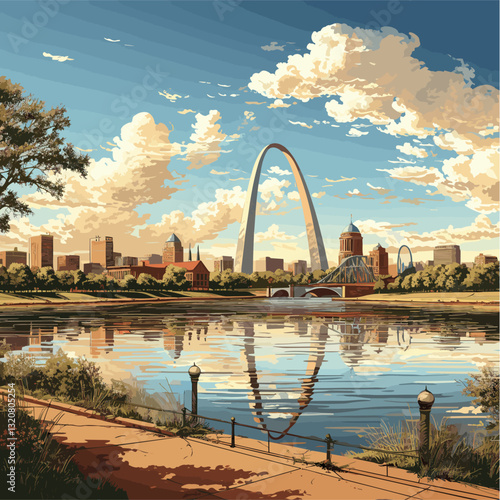 Gateway Arch. Gateway Arch hand-drawn comic illustration. Vector doodle style cartoon illustration