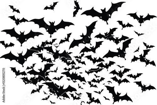 Halloween Bats Silhouette Vector Element