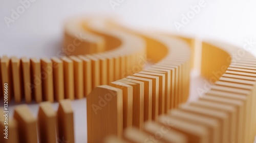 Abstract dominoes arranged in a curved formation