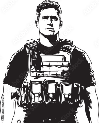 man with bulletproof vest