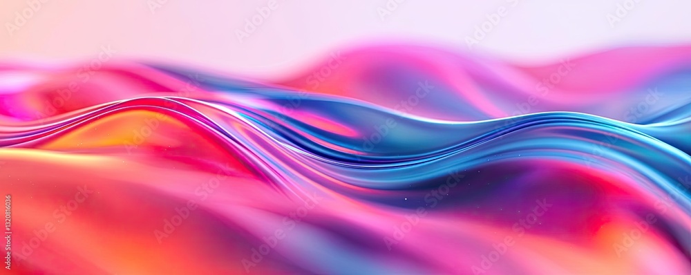 Obraz premium 3D abstract art background concept. Abstract colorful waves in vibrant hues of pink and blue, evoking a sense of flow.