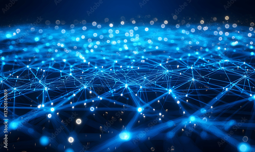 Obraz premium Intricate blue circuit design in an abstract tech backdrop, highlighting modern connectivity and digital advancements.