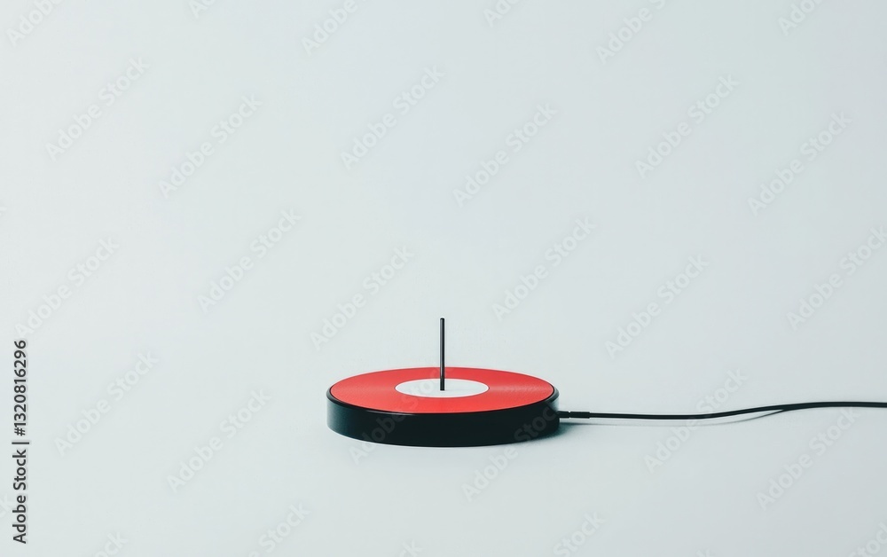Red and Black Circular Device on White Background Red and Black Circular Device on White Background