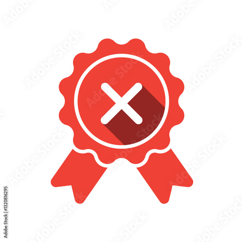 Red Rejection Badge. Declined Certification Ribbon