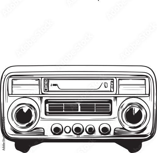 retro radio isolated on white