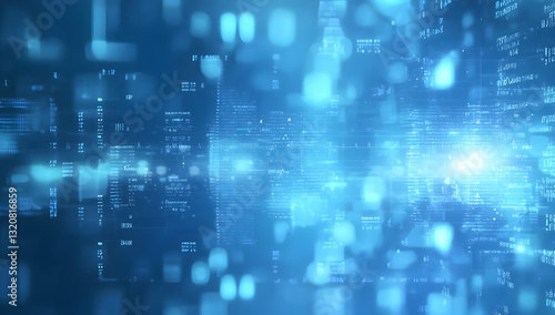 Hospital setting in blurred blue, offering an abstract tech background suitable for medical advertising.