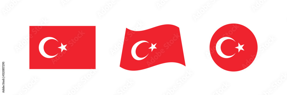Vector Turkey National Flag icon collection. Flag set of Turkey various styles.
Vector Turkey National Flag icon collection. Flag set of Turkey various styles.