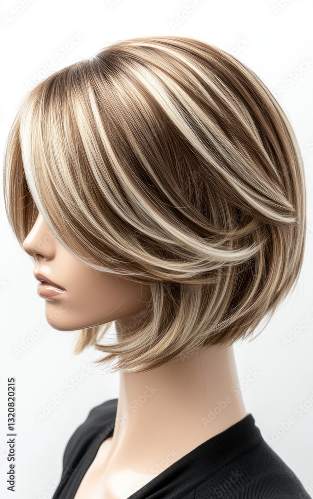 Exploring Stylish Blonde Wig on Mannequin Head with Layered Bob Hairstyle Exploring Stylish Blonde Wig on Mannequin Head with Layered Bob Hairstyle