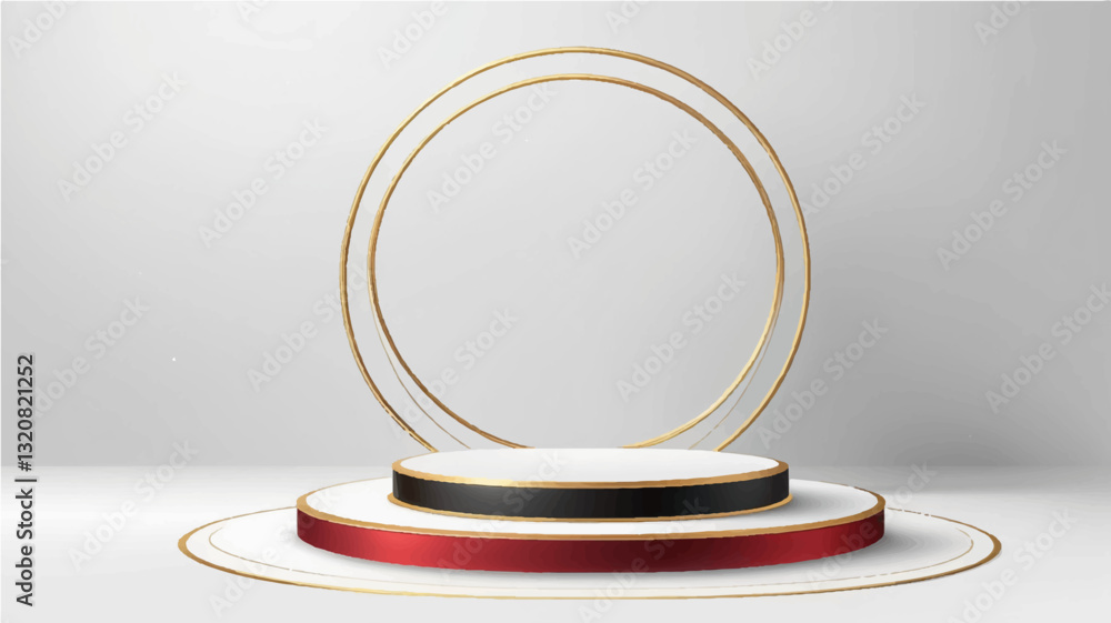 White podium with elegant gold lines for the best awards or product display. stage or podium. vector illustration White podium with elegant gold lines for the best awards or product display. stage or podium. vector illustration