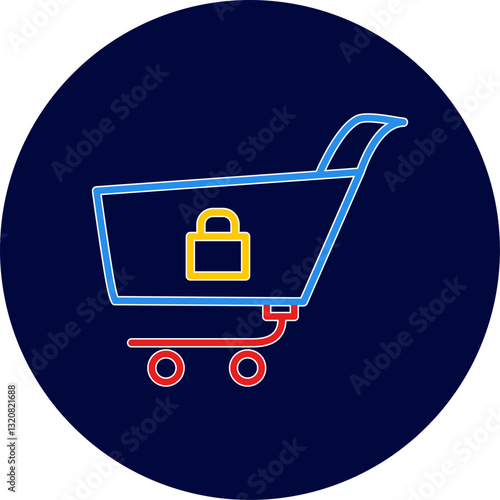 Unique Locked Cart Vector Icon