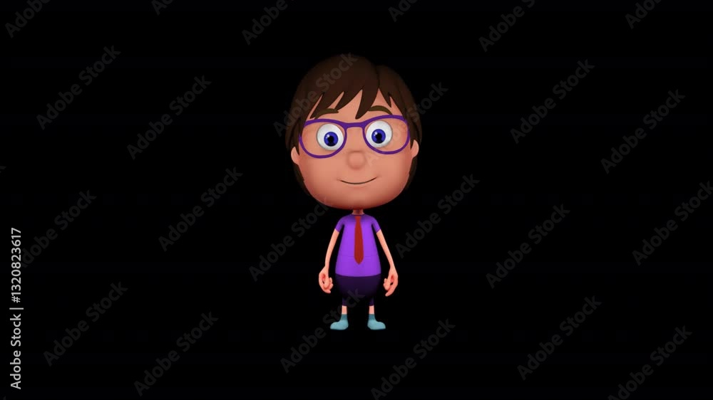 Curious 3D character turning to look attentively towards the right, suitable for narrative storytelling, anticipation scenes, instructional content, or directing viewer attention effectively. Curious 3D character turning to look attentively towards the right, suitable for narrative storytelling, anticipation scenes, instructional content, or directing viewer attention effectively.