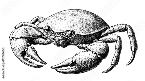 Intricate engraved crab illustration perfect for tattoo art and unique packaging designs