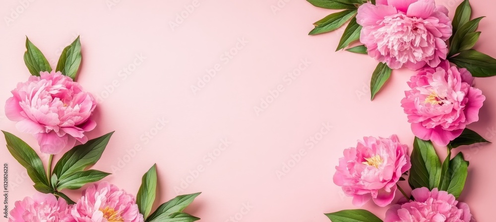 Pink Peonies on Soft Pastel Pink Background with Ample Copy Space for Styled Stock Photography Pink Peonies on Soft Pastel Pink Background with Ample Copy Space for Styled Stock Photography