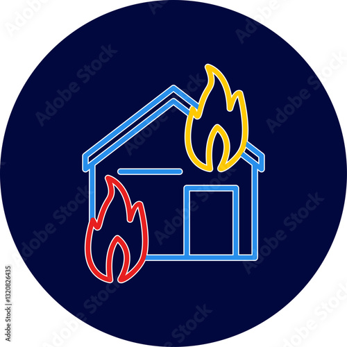 Unique Fire Consuming House Vector Icon
