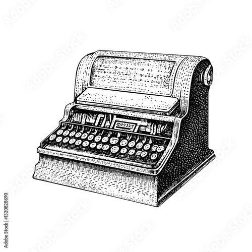 Classic typewriter engraving showcases vintage craftsmanship and timeless elegance for artistic expressions