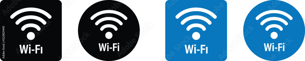 Public wi-fi access point vector icon. Wi-fi free zone info symbol. Vector illustration Public wi-fi access point vector icon. Wi-fi free zone info symbol. Vector illustration