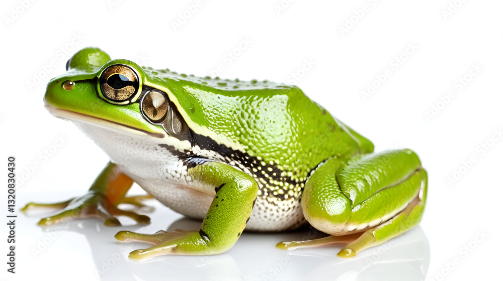 Obraz premium Green frog on white isolate background