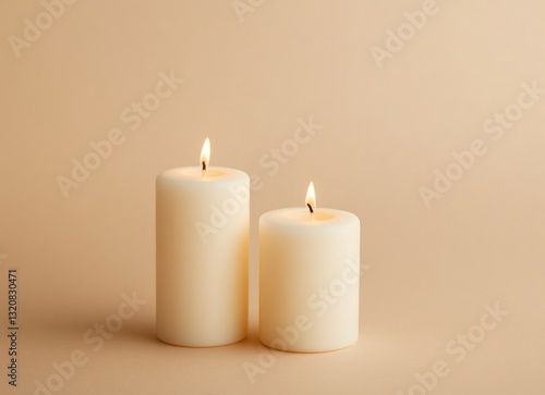 Wallpaper Mural Two Burning Candles on a Neutral Background Minimalist Home Decor Torontodigital.ca