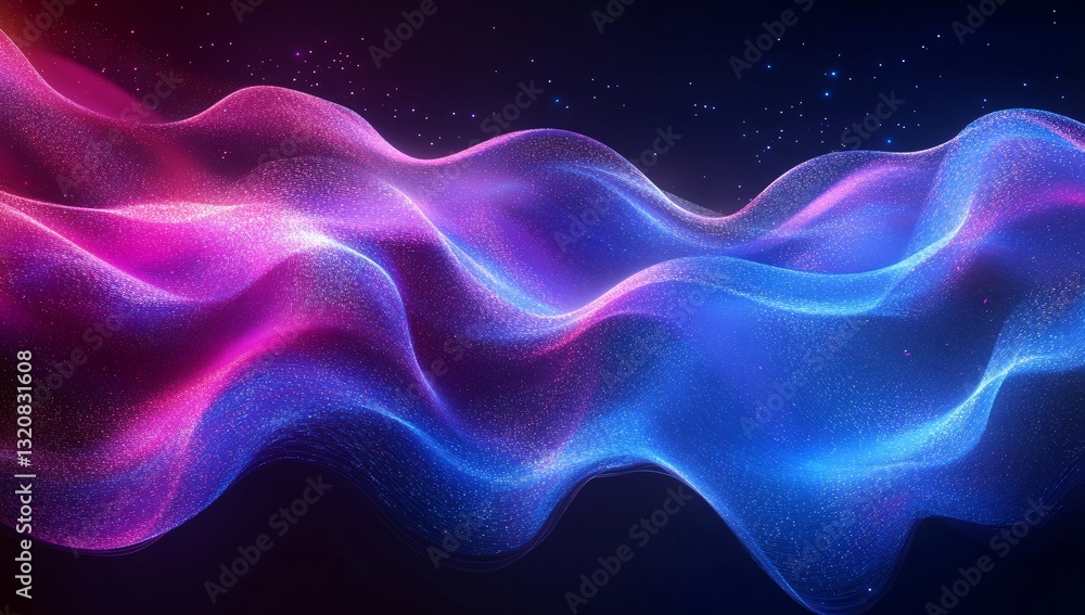 Fototapeta premium Dynamic color waves abstract digital art vibrant background dark environment futuristic concept