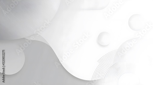 Abstract white background with flowing curves and circular shapes for modern design projects use art