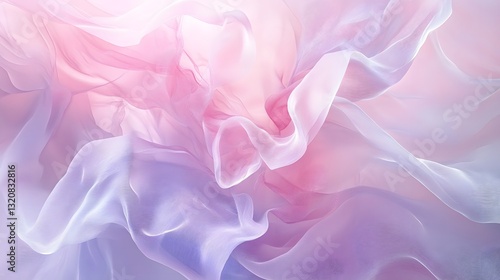 Abstract flowing fabric background in soft pink and blue hues creating a tranquil atmosphere art feel