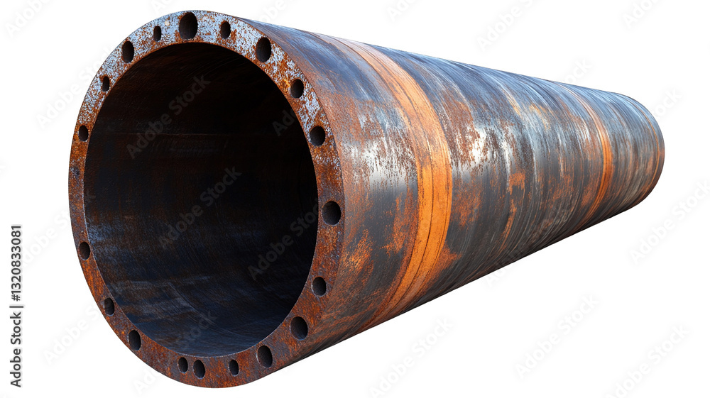 A cut section of a steel pipe isolated on a transparent background, showing the inner lining and hollow core A cut section of a steel pipe isolated on a transparent background, showing the inner lining and hollow core